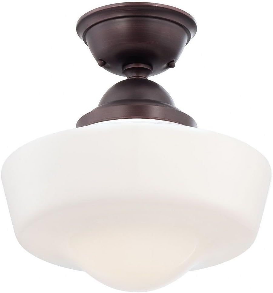 Minka Lavery 2257-576 Lavery Semi-Flush, 1-Light, 150 Total Watts, 13.75-in H x 14.5-in W, Brushed Bronze