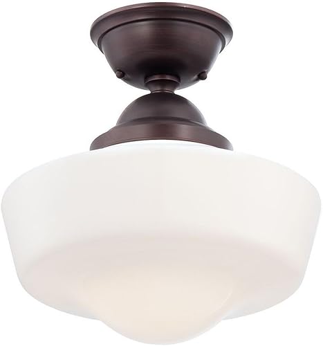 Miniatura 4 de Minka Lavery 2257-576 1 luz de montaje semiempotrado en estilo tradicional - 14.5 pulgadas de alto por 13.75 pulgadas de ancho, acabado de bronce