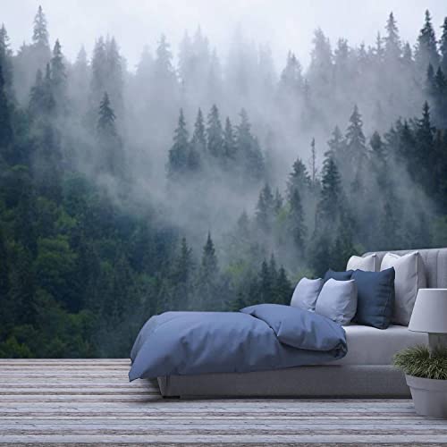 Modern 3D Removable Wallpaper Self-Adhesive Misty Mountain Landscape Wall Murals Peel and Stick Wall Stickers for Living Room Bedroom Wall Decor