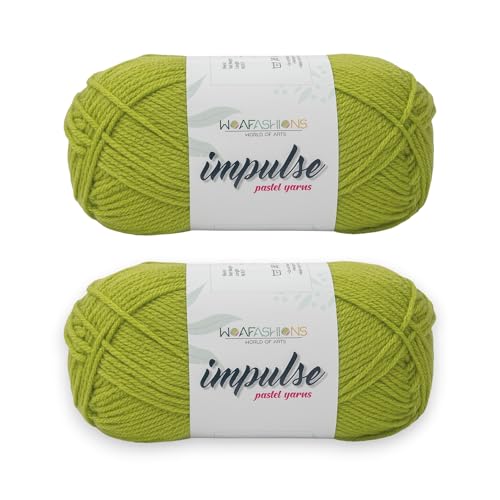 Image of WOAFashions Impulse Hand Knitting & Crochet Yarn, Premium Acrylic, 4 : Medium (Celery) (2x100gms / 3.5oz / 200mtr / 218yds)