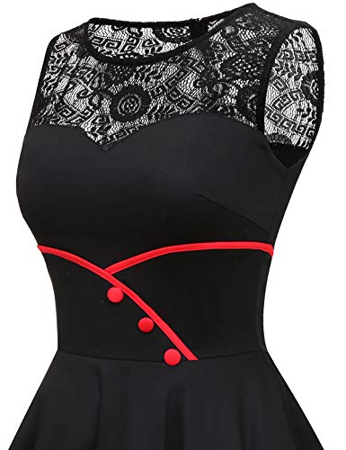 Bbonlinedress Cocktailjurk, voor dames, rockabilly kanten jurk, jaren ‘50 retro vintage plooirok, elegant mouwloos, met ronde hals - Image 7