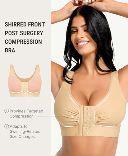 Image of FeelinGirl Post Surgery Compression Bra for Women's Front Closure Bra with Adjustable Straps Wirefree