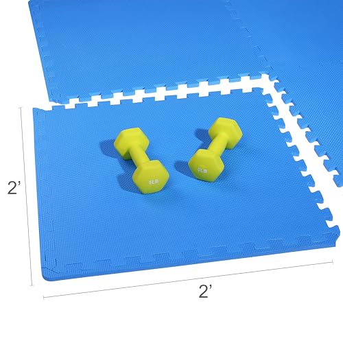 Image of BalanceFrom Puzzle Exercise Mat 1 /2 inch Thick, EVA Interlocking Foam Floor Tiles for Home Gym, Mat for Home Workout Equipment, Floor Padding for Kids, Blue, 24 in x 24 in x 1 /2 in, 144 Sq Ft - 36 Tiles | Tiles for Home Gym, Mat for Home Workout Equipment, Floor Padding for Kids, Blue, 24 in x 24 in x 1 /2 in, 144 Sq Ft-36 Tiles
