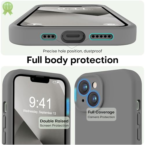 Image of LOVE 3000 Designed for iPhone 13 Case, Premium Silicone with [Camera Protection] [Soft Anti-Scratch Microfiber Lining] Shockproof Protective Phone Case for iPhone 13 Women Men Girls 6.1 inch, Dark Grey