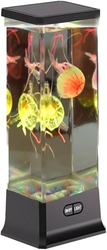 COLORLIFE Electric Jellyfish Tank Table Lamp with Color Changing Light Gift for Kids Men Women Home Deco for Room Mood Light for Relax(Black)