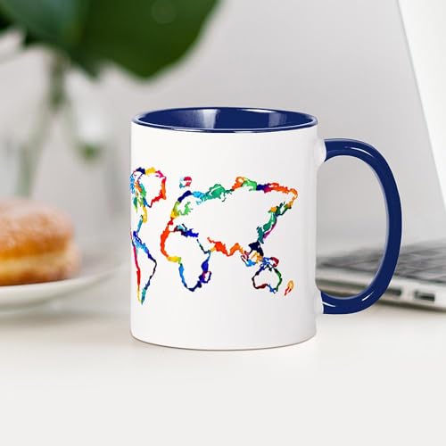 Taza de cerámica con mapa mundial acuarela 11 oz miniatura 4