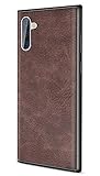 SALAWAT Galaxy Note 10 Case, Slim PU Leather Vintage Shockproof Phone Case Cover Lightweight Premium Soft TPU Bumper Hard PC Hybrid Protective Case for Samsung Galaxy Note 10 6.3inch (Dark Brown)