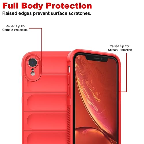 Image of Amazon Brand - Solimo Mobile Cover for Apple iPhone XR | Full Camera Protection | Liquid Silicon Case | Flexible Bumper Case for Apple iPhone XR (Red)