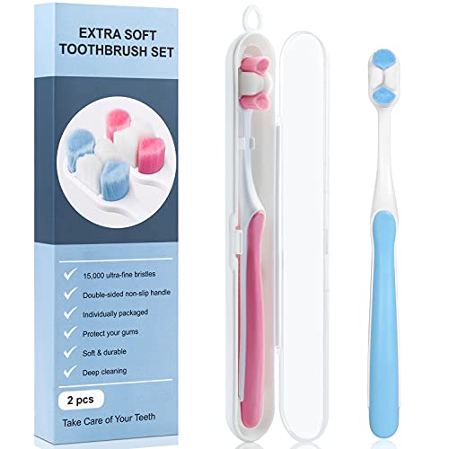 Panadia Extra Soft Toothbrush for Adults,Ultra Soft Toothbrush with 15000 Micro Nano Toothbrush Soft Bristles,Super Soft Toothbrush,Protect Fragile and Sensitive Gums(Upgrade 2 Packs)