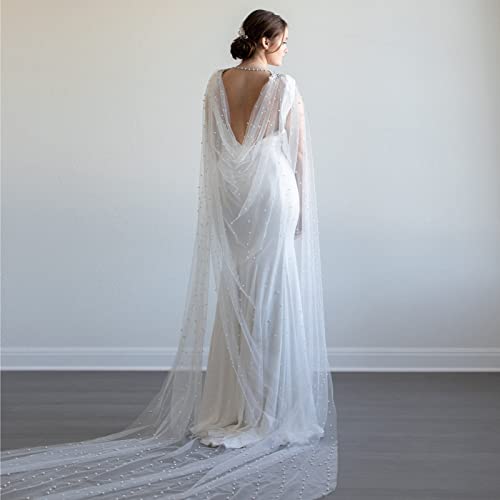 Wedding Shawl Pearls and Rhinestone Capes Soft Tulle Bridal Scarf Evening Shawl Wedding Wraps4