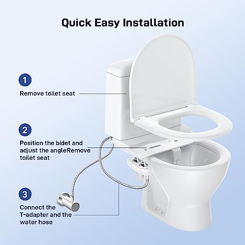 Bidet Attachment for Toilet – Dual Nozzle ABS Bidet Sprayer with Portable Blue-White Bottle, Cold Water Non-Electric Toilet Cleaner for Feminine Hygiene, Easy Installation, Eco-Friendly Design