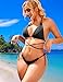 HISAGUHE Women Breathable Various Wear Way Bikini Set Two Piece Swimsuit Fashion Metal Ring Bathing Suit Swimwear(Black,M)