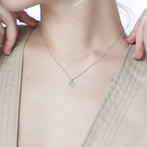 Silver Heart Necklace for Women Diamond Pendant Necklace Love Birthstone Necklaces for Women Trendy3