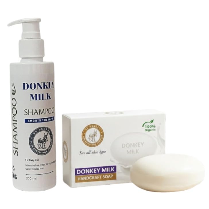 Donkey Milk Moisturizing Shampoo And Bath Soap Combo Set For Soft Hair And Smooth Glowing Skin Daily Use-image-20
