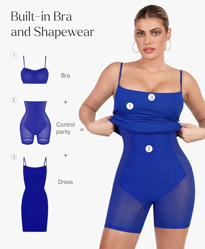 Image of Popilush Club Dresses for Women Built in Bra Dress Tummy Control Shapewear Mini Cocktail Dress Party Date Night Bodycon