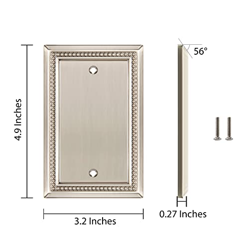 Image of Henne Bery Sunken Pearls Heavy Duty Decorative Wall Plate Switch Plate Outlet Cover (Single Blank, 2 Pack, Satin Nickel)