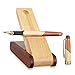 Best Wooden Fine Fountain Pen with Display Case, Nice Ink Pen Gift Set with Wood Single Pen Holder