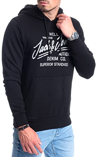 JACK & JONES Male Kapuzenpullover Logo Kapuzenpullover (Black Mika 2, 3XL)