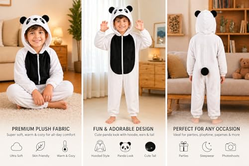 Image of Raj Costume Animal Fancy Dress Costume for Boys & Girls | Hooded Full Body Wildlife Zoo Animal Jumpsuit | Soft Costume for School Function, Fancy Dress, Halloween, Birthday, Cosplay & Role Play