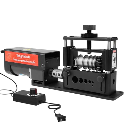 YehgoMade Automatic Wire Stripper Machine with Upgraded Motor Electric Cable Stripping Tool Featuring 6 Channels and 5 Carbide Blades for Efficient Copper Wire Recycling (250 MCM14 AWG)