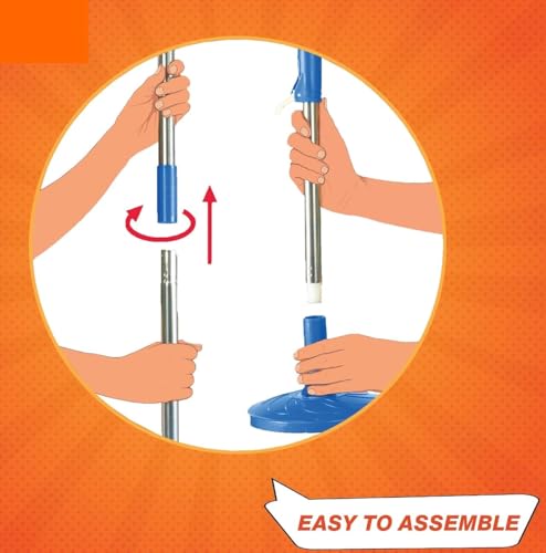 Image of KAVIRA Spin Mop Refill Set | Replacement Microfiber Mop Head & Mop Stick Only | Compatible with Standard Spin Mop Buckets | Floor Cleaning Pocha Refill