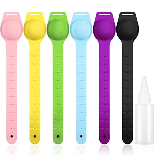 6 Piezas Pulsera Dispensadora de Líquido Manual con Botella de Boca Recargable...