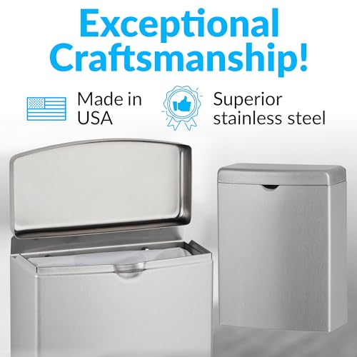 Bobrick B-270 Sanitary Napkin Disposal Wall Mounted Stainless Steel Flip Top Receptacle thumb #3