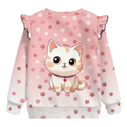 Kawaii Long Sleeve Shirts for Girls Fall Crewneck Sweatshirts Loose Fit Casual Pullover Tops Size 1-8Y4