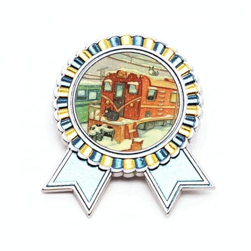 Chat hiver snow train badge Miaoji en métal pour vos voyages