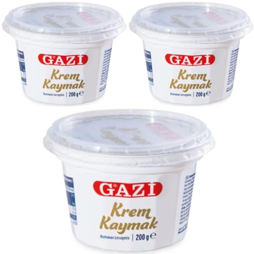 Gazi crema crema producto kaymak 100% leche de vaca Contenido de grasa de 23% 200 gramos x 3 piezas con tienda de basura