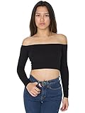 American Apparel Women's Cotton Spandex Long-Sleeve Off-Shoulder Top
