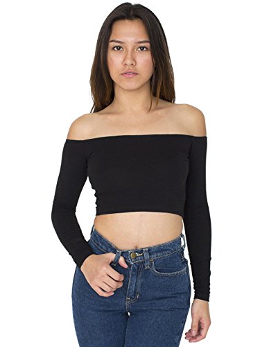 American Apparel Women's Cotton Spandex Long-Sleeve Off-Shoulder Top