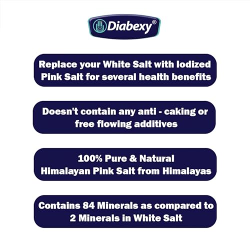 Image of Diabexy Iodized Himalayan Pink Salt - 1 kg | Nutrients and Minerals | No Additives | Unrefined