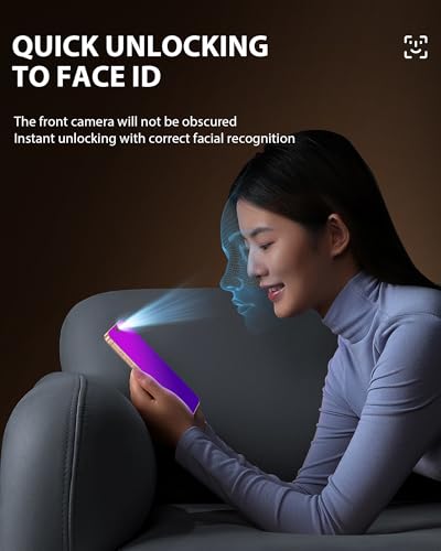 Image of PDDKISS Compatible for iPhone 17 Air Privacy Screen Protector 6.5 Inch, Purple Gradient Anti Spy Anti Blue Light HD Tempered Glass Easy Installation