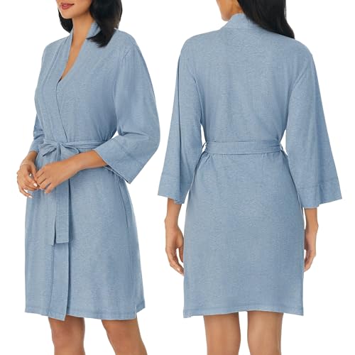 Image of Nautica Womens Soft Robe - Above Knee 3 /4 Length Sleeve Lightweight Robe - Cotton Knit Jersey Sleepwear and Loungewear