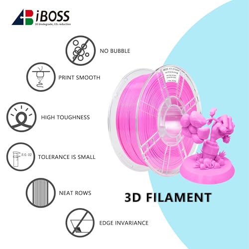 Image of iBOSS PETG 3D Printer Filament 1.75 mm Rose Pink 1KG (2.2lbs) Spool 3D Printing Filament, Dimensional Accuracy + /- 0.02 mm, Neatly Wound 3D Filament Fit Most FDM 3D Printers (PETG Rose Pink)