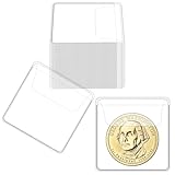 50Pcs Single Pocket Coin Sleeves Clear Plastic Coin Holders PVC Individual Coin Protectors Small Pouches for Coins Storage Currency Bills Protector (2.16 x 2.16 Inch)