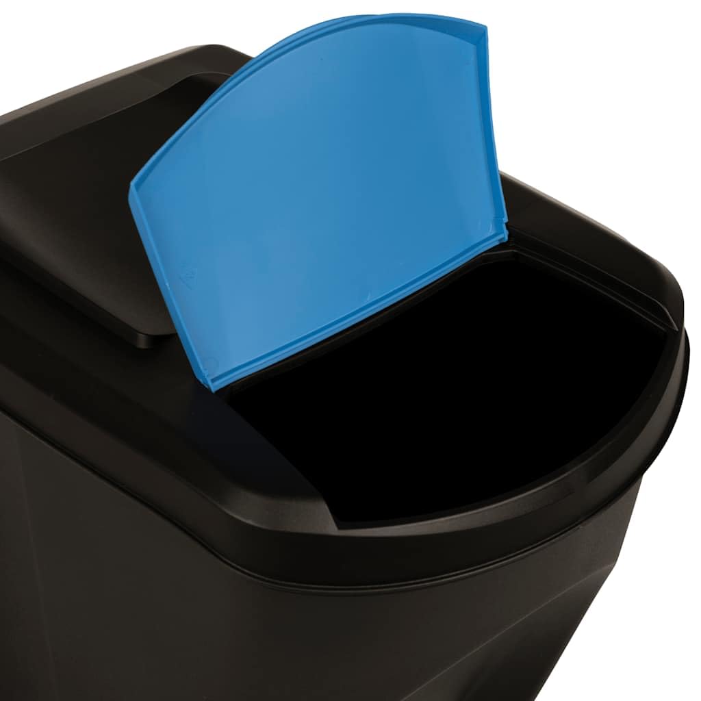 Papelera de polipropileno con tapa, 75 L, antracita, 3 unidades, apilables con etiquetas para la separación de residuos, resistentes y fáciles de limpiar