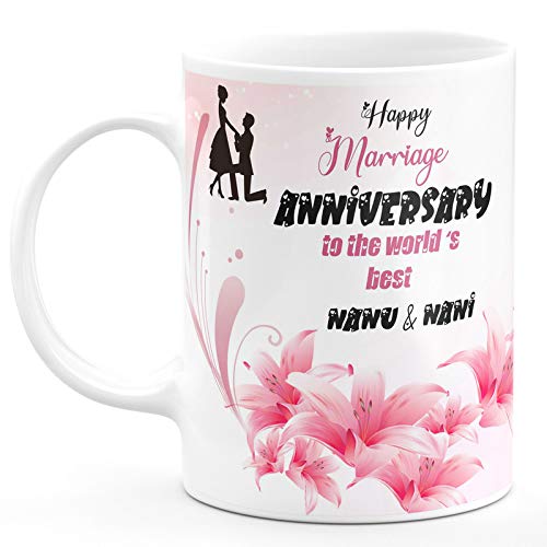 TrendoPrint Happy Anniversary Nanu Nani Ideal and Anniversary Gift for Nanu Grandfather And Grandpa Nana Ji And Father Papa And Mother Grandmother And Grandma Mom And Mummy Nani Ji Printed White Tea Milk and Coffee Cup and Mugs Made of Ceramic- 11 Oz (350ml)-image-4