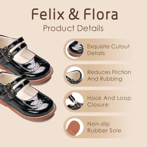 Image of Felix & Flora Toddler Girl Mary Jane Dress Shoes - School Oxford Flats for Girl Party Shoes.
