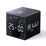 Ticktime Pomodoro Timer Cube, Productivity Timer, Pause & Resume, Silent, Vibrate & Adjustable Sound Alert, for ADHD, Task, Work, Study, 1/3/5/10/15/25/45/60min & Custom Countdown, Black