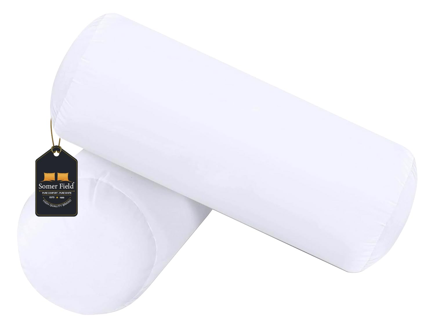 Somer Field – Super Soft Fiber Filled Bedding Bolster, Quality Packed White Bed Pillow Insert 02 Pc - Indoor Decorative Pillows - Best Buy - White..(6 X 16 Inch)(15 X 40 CM)