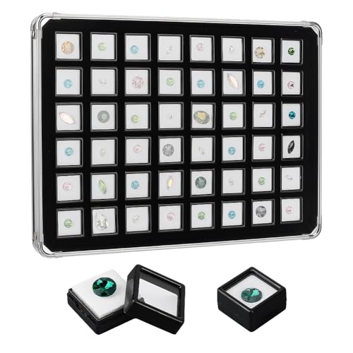 PH PandaHall Edelstein Aufbewahrungsbox 48 Stück Präsentationsschale Für Lose Diamanten Aluminium Kristall Organizer Glas Edelstein Displaybox Schmuckbehälter Für Perlen Und Strass Schmuckkollektion