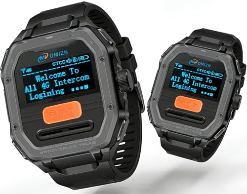 OMIZN GT5 Watch Walkie Talkie Unlimited Range, 4G LTE Wearable PTT Two Way Radio with VOX Hands Free, AES256 Encryption for Commercial Industrial Family Security Fleet Outdoor