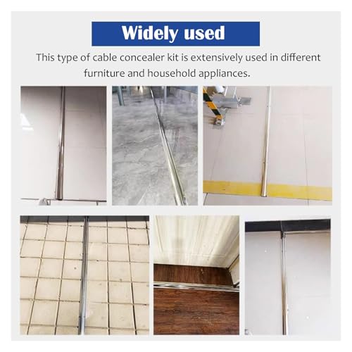 Canaleta para cables de acero inoxidable pintable, sistema de ocultación de cables, canal protector de cables metálico para proteger cables y prevenir riesgos de tropiezo (10 piezas, ancho exterior 1 3/5 pulgadas) miniatura 6