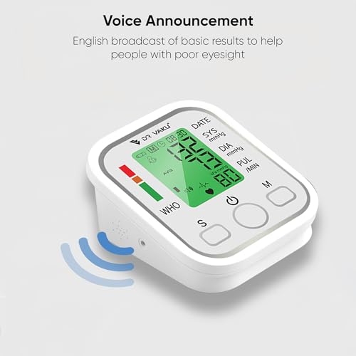 Image of DR VAKU BP Monitor Fully Automatic Blood Pressure Machine to Check Digital Accurate Level for Home Monitoring Device with Talking Function, Large Display + Cuff Kit Best Accurate Apparatus Measurement with 20w PD Adapter- White