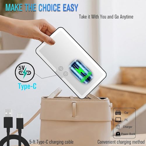 Image of Car Sun Visor LED Makeup Mirror with Touch Control, Rechargeable, Adjustable Light Modes