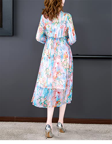 Robe d'été vintage chic fluide taille XXL à décolleté plongeant