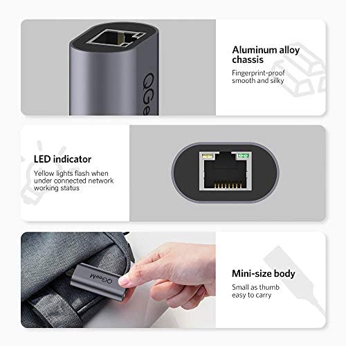 Usb C To Ethernet Adapter, Qgeem Gigabit Ethernet To Usb C, Thunderbolt 3 To Ethernet To Rj45 Lan Network Adapter, Usb Network Adapter Compatible With Macbook Pro/Air, Ipad Pro, Dell Xps And More #TOP2