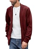 Arcciit Men's Shawl Collar Long Sleeve Cardigan Knit Open Front with Pockets Red